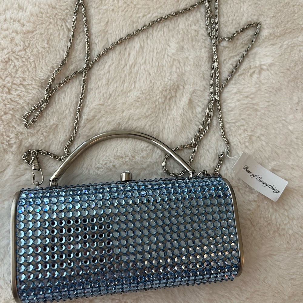 The Best of Everything beautiful blue stone clutch brand new